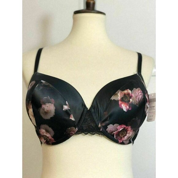 Soma Womens Black Floral LIMITED EDITION Satin & Lace Perfect Coverage Bra - Picture 5 of 12